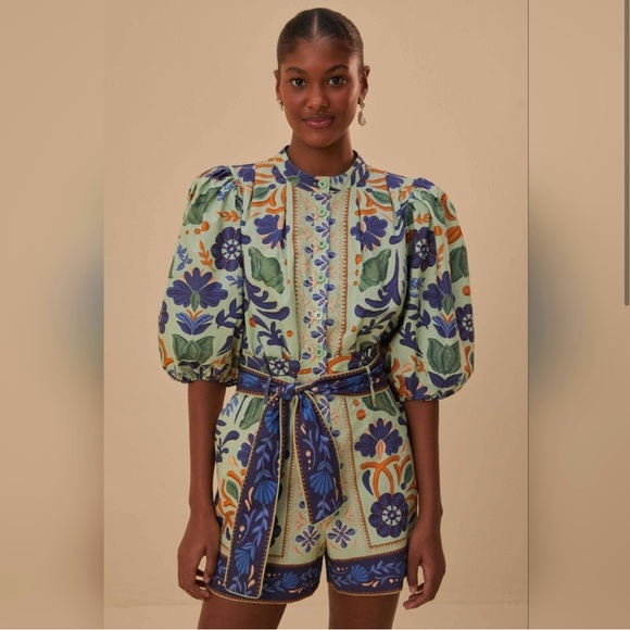 FARM Rio Pants - Farm Rio Women’s Ocean Tapestry Romper
